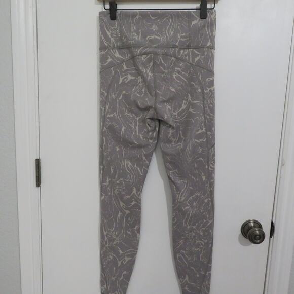 Athleta  Womens Sz S Gray Cream Marbled High Waisted Leggings Athletic Wear - Picture 2 of 4